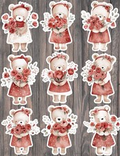Little Bear Red Dress Die Cut Vinyl Stickers Set Scrapbooking Laptop Waterbottle