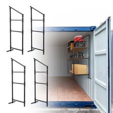4Pcs Cargo Shipping Container Shelving Shelf Brackets 3 Tier 22"x60" Black Steel