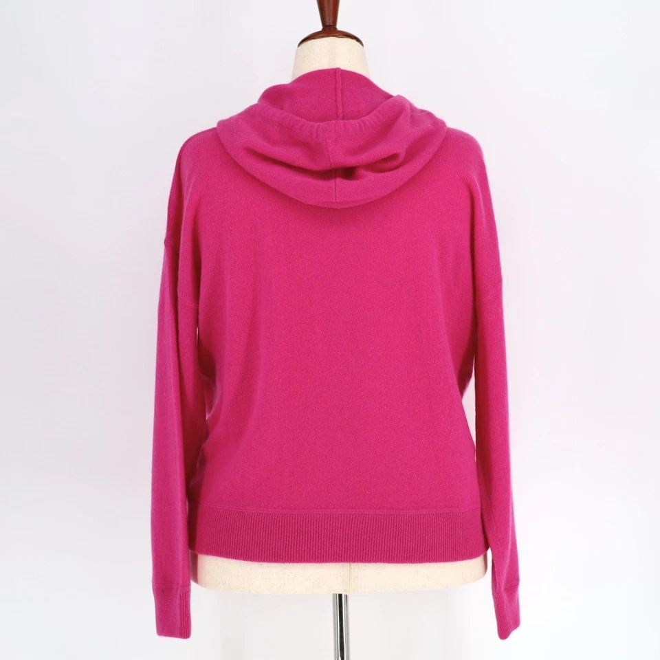 C by Bloomingdale's Women Pink Cashmere Knit Pullover Hoodie Sweater Size L - Image 3 of 4