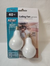 2 Sylvania Ceiling Fan Frosted Bulbs Small Base A15 40W- 1000 Hours
