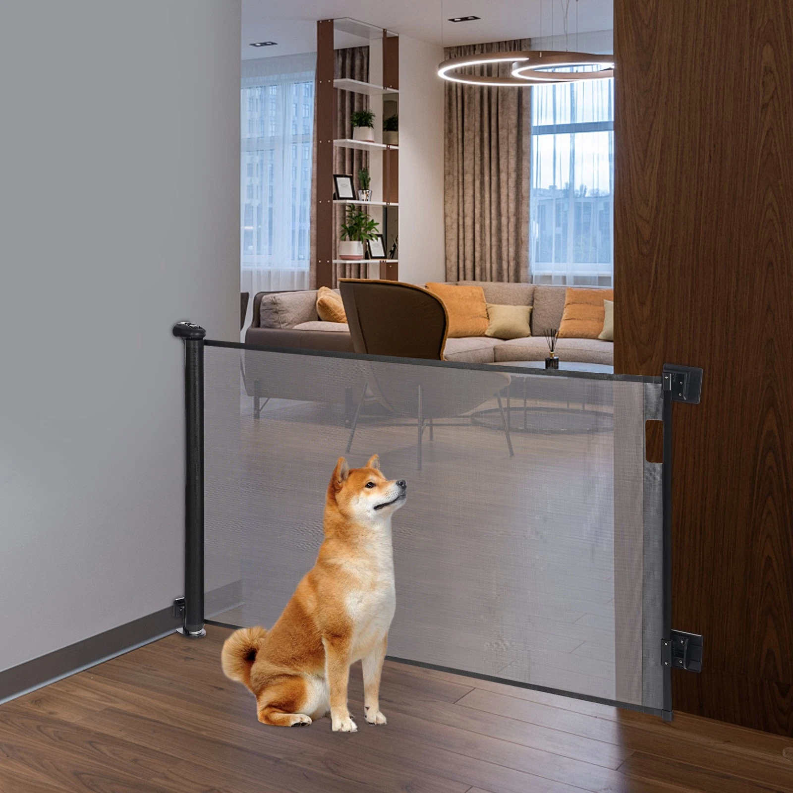 Retractable Baby Gate Retractable White Safety Mesh Indoor Outdoor 140*86cm