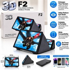 F2 3D Mobile Phone Screen Magnifier Enlarged Screen Foldable Stand NEW