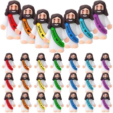 Bememo 25 Pcs Little Jesus Figures - Rainbow Mini Rubber Jesus Toys