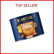 PLANTERS Deluxe Honey Roasted Whole Cashews, Party Snack, Plant-Based Protein, A