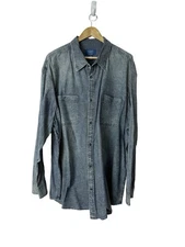 The Foundry Supply Co Denim Acid Wash  Shirt Men’s 3XL Blue Button Down Cotton