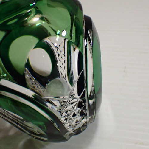 Vintage Val St Lambert Overlay Glass Vase - Forest Green, Signed - Picture 10 of 15