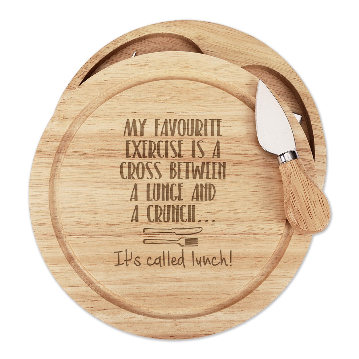 My Favourite Exercise Is Lunch Cheese Board Knife Set Funny Joke Food