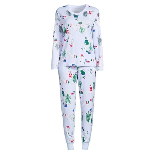 Joyspun Women's Top and Jogger PJ Set, 2-Piece, Polar Bear, X-Large