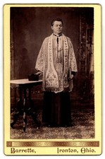 Cabinet Card Circa 1890s Thornton Barrette Priest In Lace Surplice Ironton Ohio