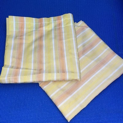 Vintage Unbranded 1960 Harvent Gold & Yellow striped Curtains 42'' X 45'' 2 panels