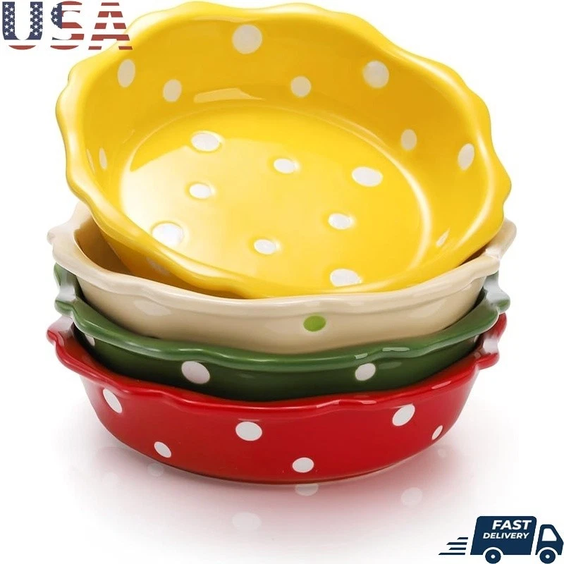 4 Pack Ceramic Mini Pie Pans Nonstick Individual Baking Dishes Oven Safe Durable