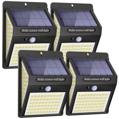 litogo [4er Pack 140LED Solar Sicherheitsleuchten Außen, 4er Pack, kaltweiß 