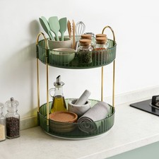 Tabletop 2-Layer Cosmetic Storage Rack 360  Rotating Makeup Organizer for Vanity