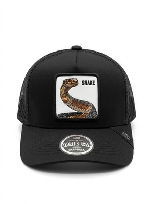 Basic Cap Trucker Hat  Snake  Headwear Supply All Black SnapBack Cap.