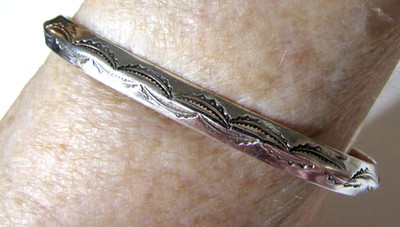 Vintage Sterling Silver Southwest Cuff Bracelet Southwest Stackable Stamping