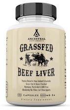 Ancestral Supplements Grass Fed Beef Liver 180 Caps Pasture Raised New Zealand