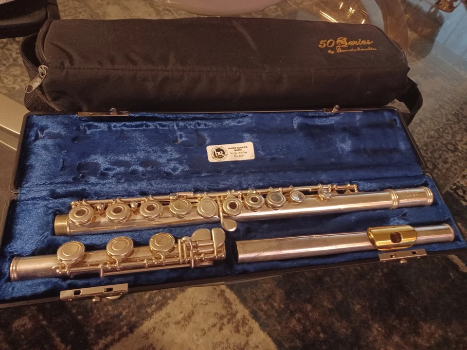 Flauta Communhardt 50 Aniversario Plata Sólida Agujero Abierto B 14K Listo para Jugar Foto 3 de 4