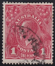 AUST KGV 1d RED SWMk.  'DIE 2'. ROUGH PAPER. USED. (M685)