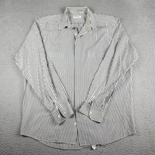 Canali Dress Shirt Mens 16/41 Gray White Striped Long Sleeve Made In Italy