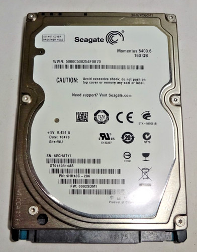 SEAGATE ***ST9160314AS *** 160 GB *** SATA HDD Notebook 2,5 Zoll #NFP1267
