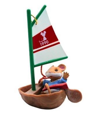 Hallmark Ornament: 1990 Mouseboat, QX4753, Non-Mint Box