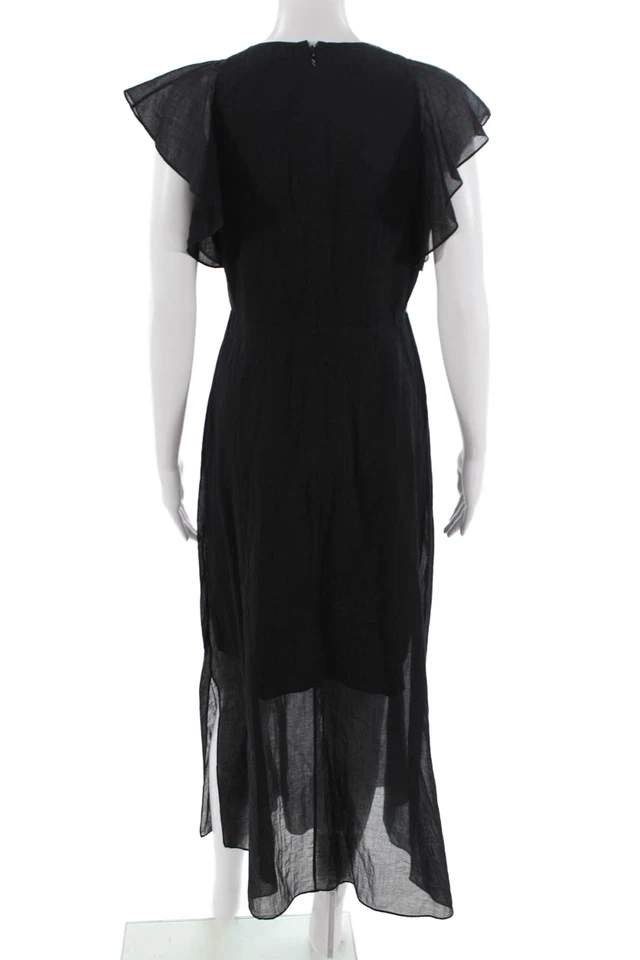 Maxi vestido negro Theory para mujer con cremallera cuello redondo largo talla 6 Foto 3 de 4