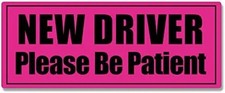 New Driver Please Be Patient Bumper Sticker 3x8 Inch, Vinyl Decal for Cars Truck