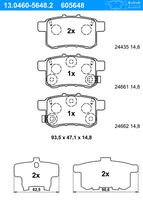 ATE BremsbeläGe Hinten (13.0460-5648.2) FüR Honda Accord Viii |