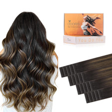 DOORES Genius Tape in Extensions Human Hair, Balayage Dark Brown to Chestnut Bro