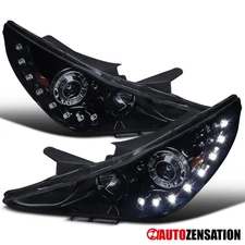 Fit 2011-2014 Hyundai Sonata Smoke Black Projector Headlights LED Strip Headlamp
