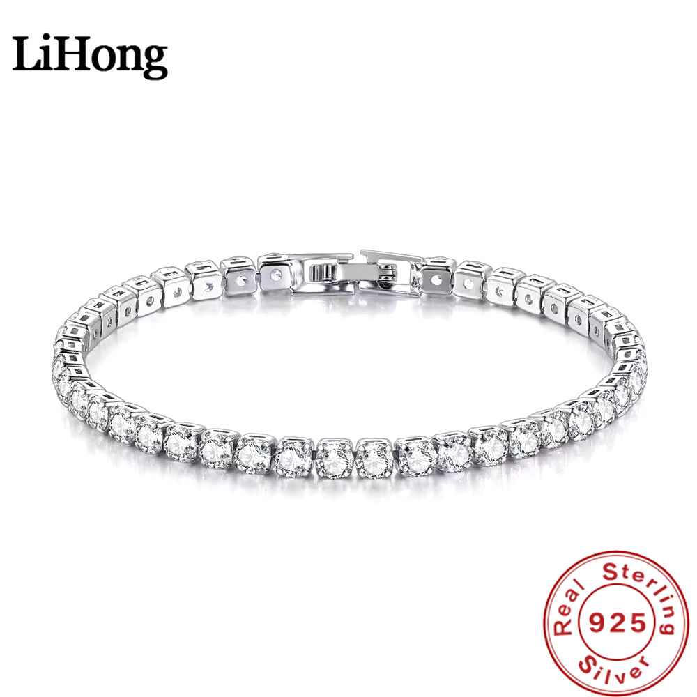 925 Sterling Silver Bracelet Zircon Chain Bracelet for Women Fashion Simple Enga