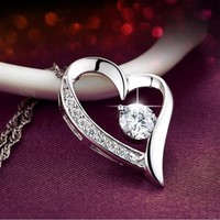 Deluxe Halskette Herz AnhäNger Zirkonia Kristall 925 Sterling Silber Damen