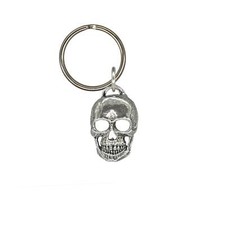 3D Skull Keychain, Full Jaw, G130KC, 1 1/4 inch, Death, Metal, Pewter, Key Fob
