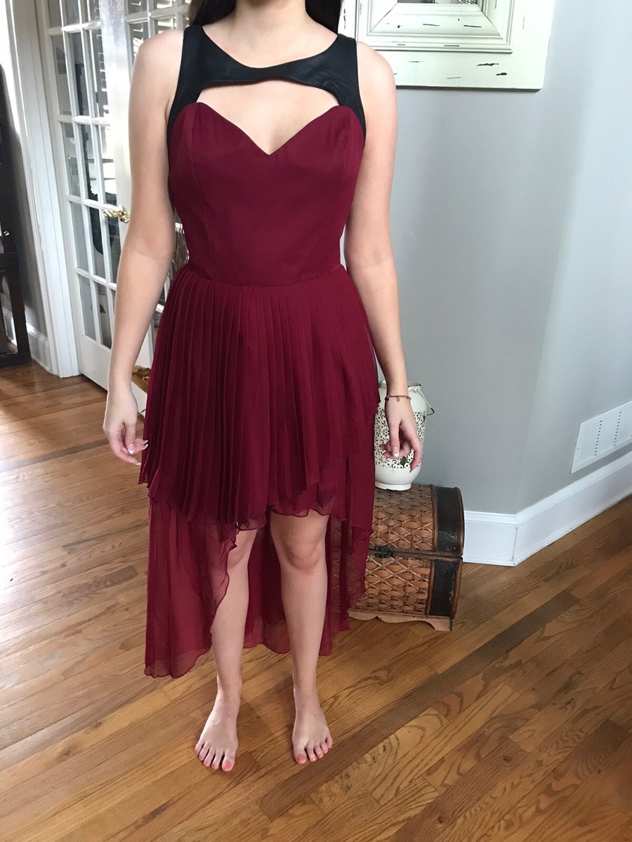 DONNA MIZANI black leather and burgundy sleeveless cutout maxi dress sz M |  eBay