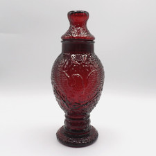 VINTAGE WHEATON RUBY RED GLASS LIDDED APOTHEC...