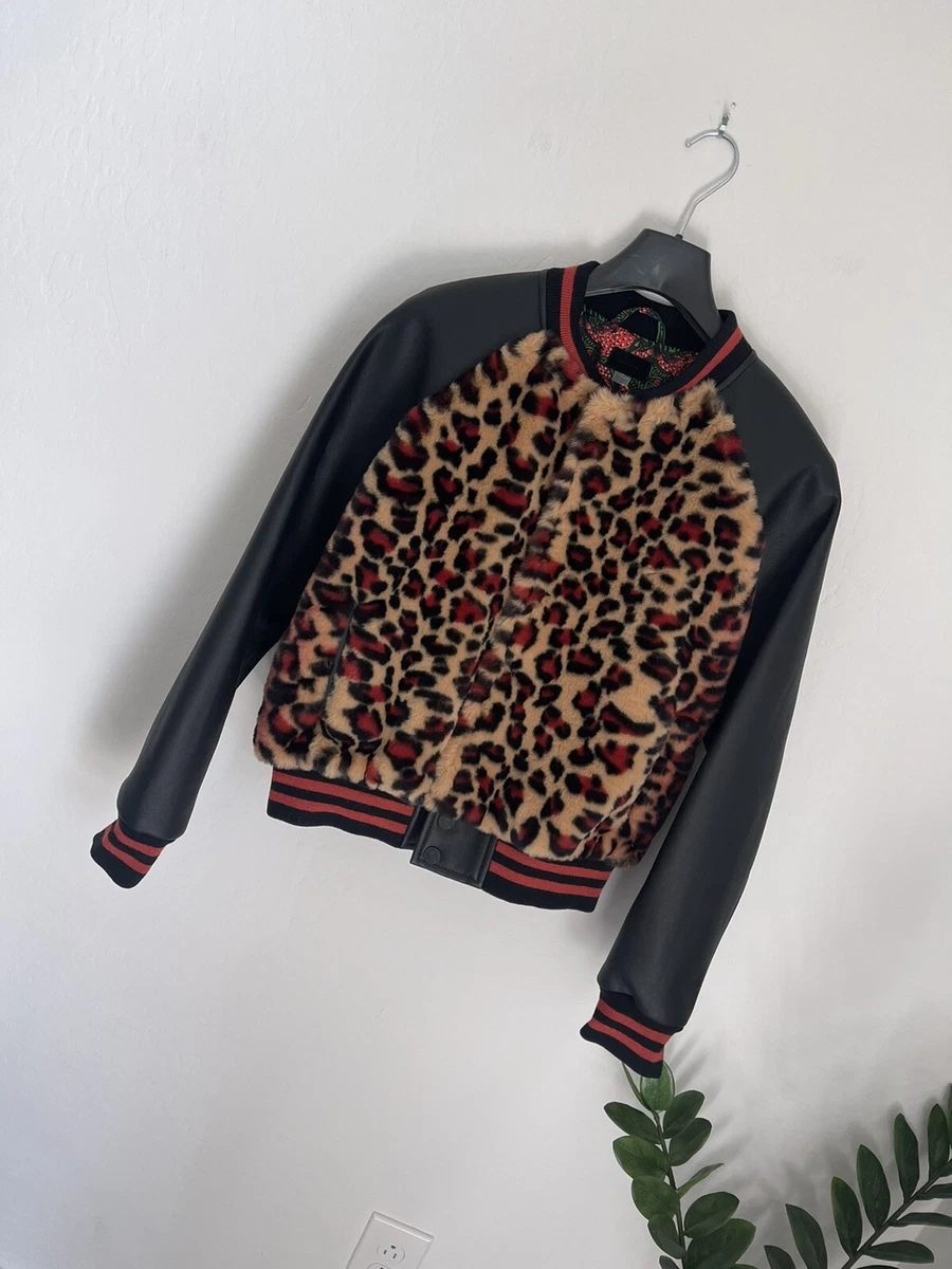 Leopard print varsity clearance jacket