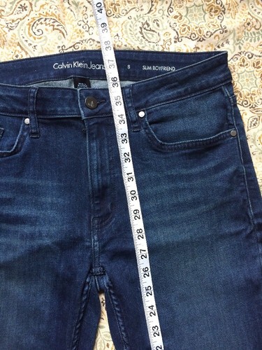 Calvin Klein Jeans Damen Designer Blau 8 Slim Boyfriend Dark Denim Hose Freizeit - Bild 7 von 10