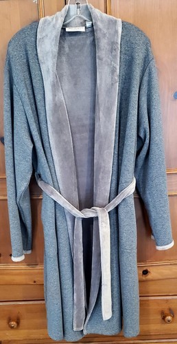 Norm Thompson Mens Gray Shawl Collar Cotton Blend Wrap Waist Tie Bathrobe XL - Bild 1 von 7