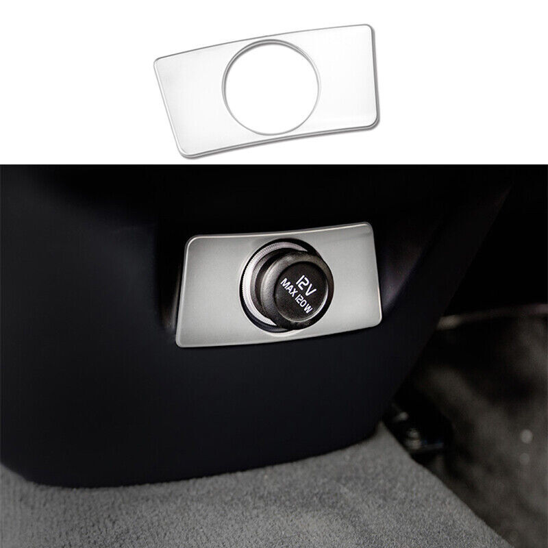 For Volvo XC60 2018-2023 Silver Steel Rear Cigarette Lighter Cover Panel  Trim 1x