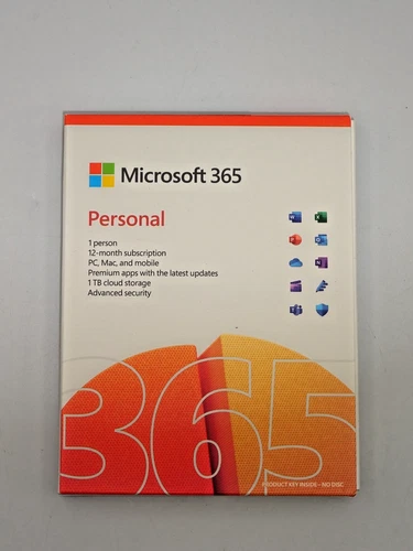 Microsoft 365 Personal - 1 Person - 12 Months - Sealed Product Key - Word Excel