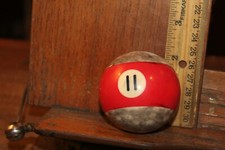 Vintage Pool Billiard Ball Number 11 Red Marbleized White Stripe