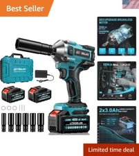 550N.m Brushless Impact Wrench Tool Set: Cordless Gun w/ 2 Batteries & Sockets