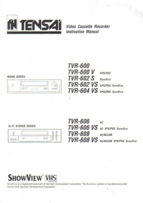 Tensai TVR 600 602 604 606 608 GB D F I E P DK S NL SU Bedienungsanleitung Gebra