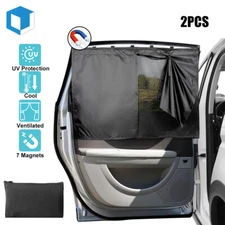 2PCS Magnetic Car Sun Shade Double Layers Side Window Mesh Curtain UV Protector