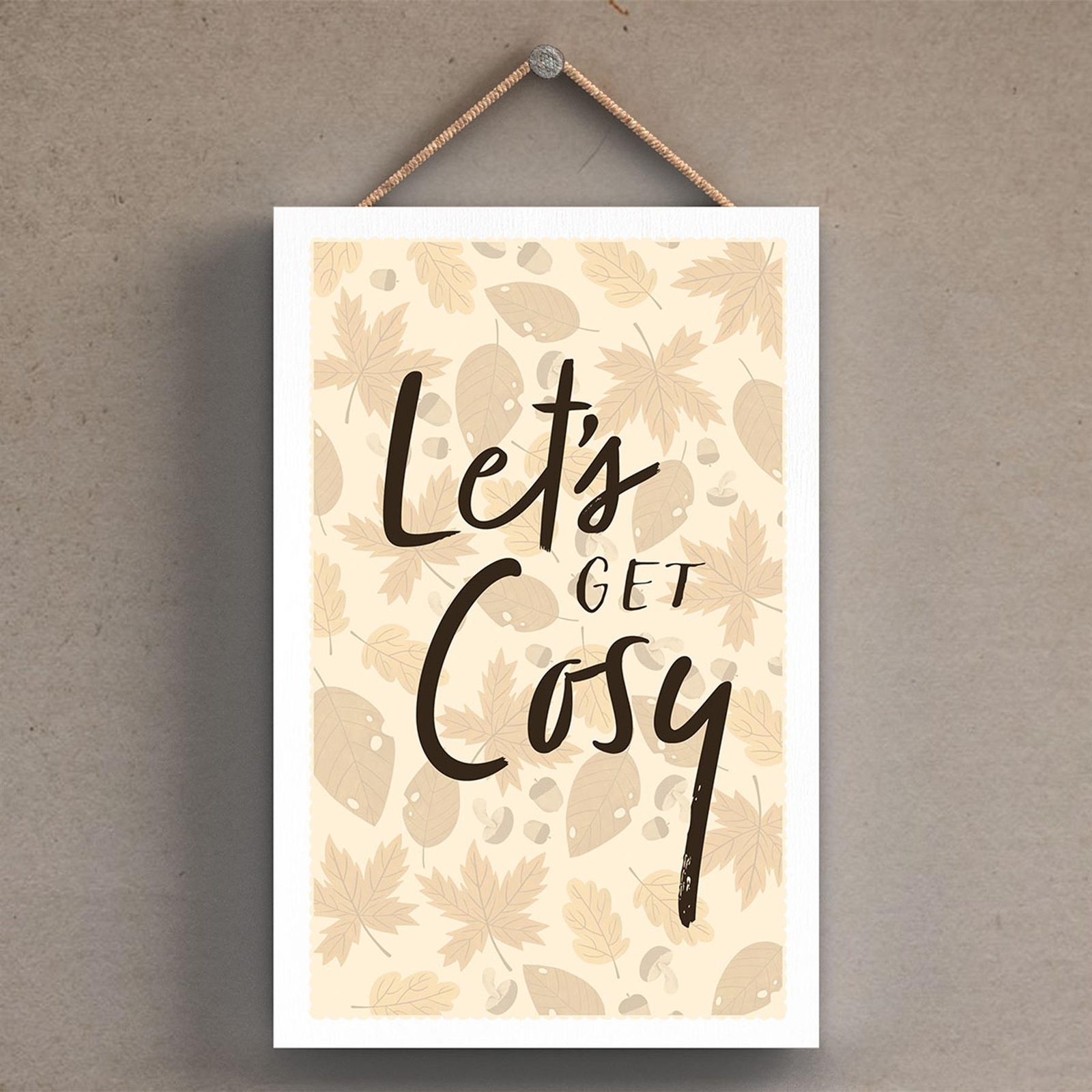 Lets Get Cosy Autumn Pumpkin Illustrations On Wooden Hanging Plaque
