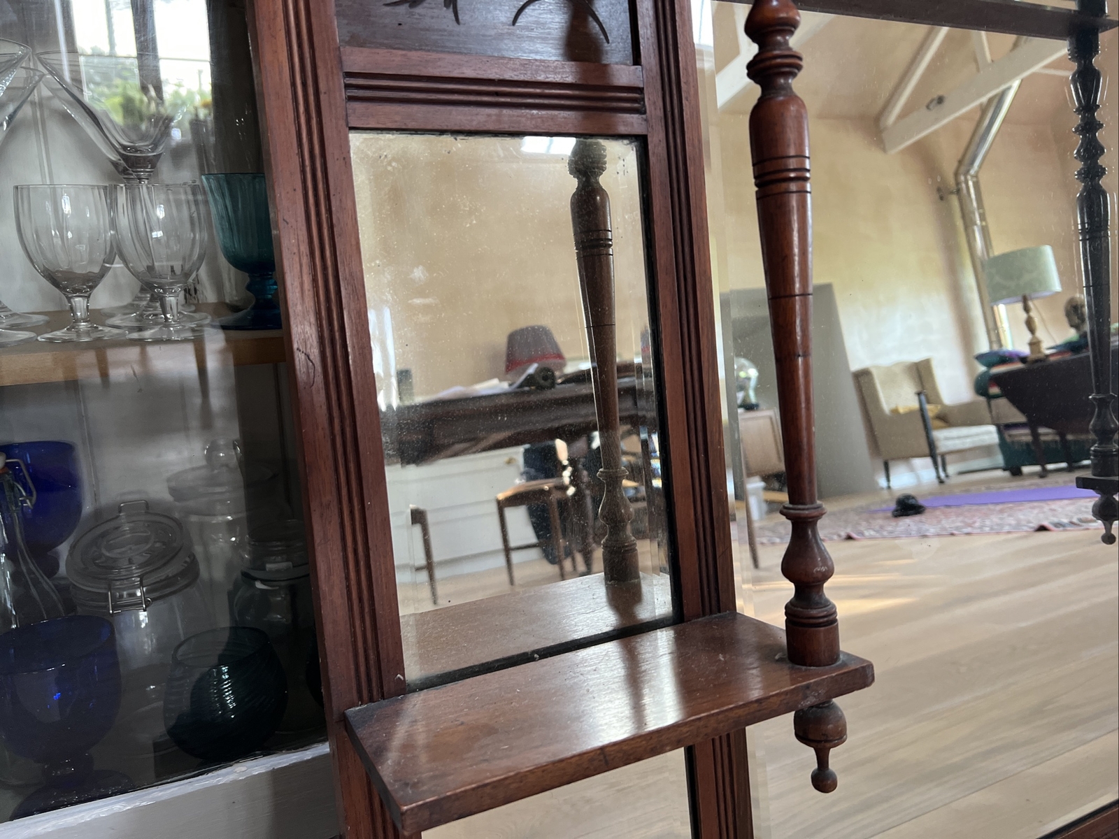 Edwardian Mahogany Over Mantle Mirror With Shelves eBay