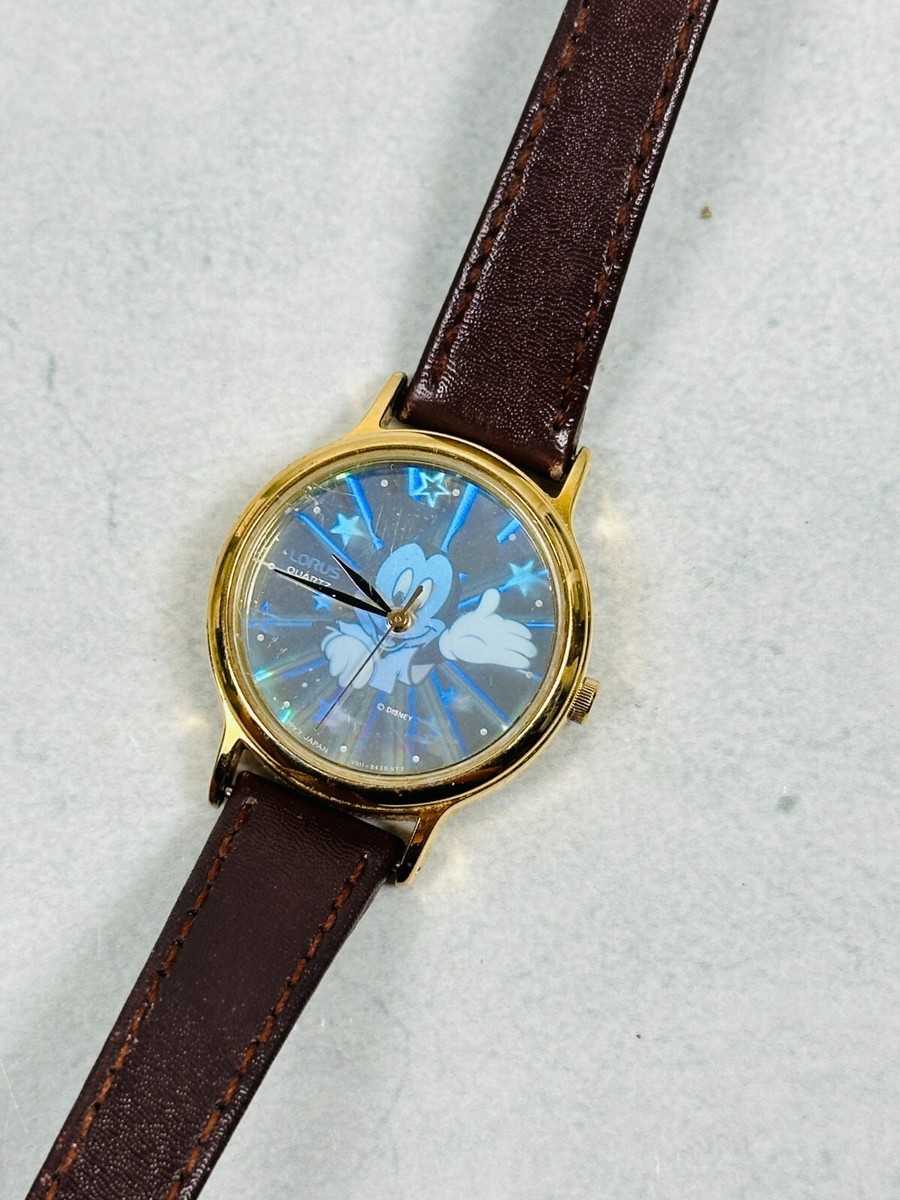 VTG Lorus Mickey Mouse Watch 28mm Hologram Iridescent Gold  display picture 1