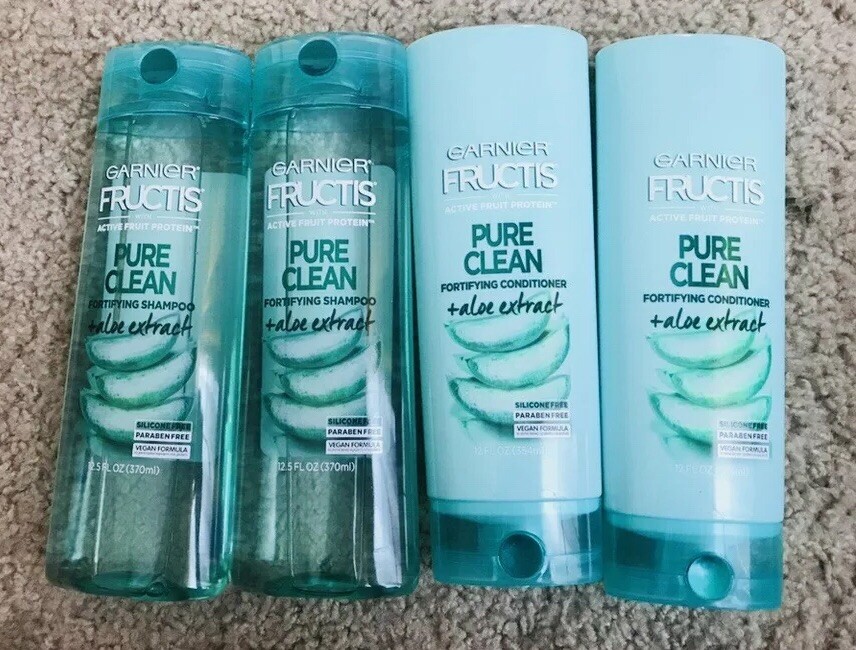 Garnier Fructis PURE CLEAN Aloe extract 2 Shampoo & 2 Conditioner set