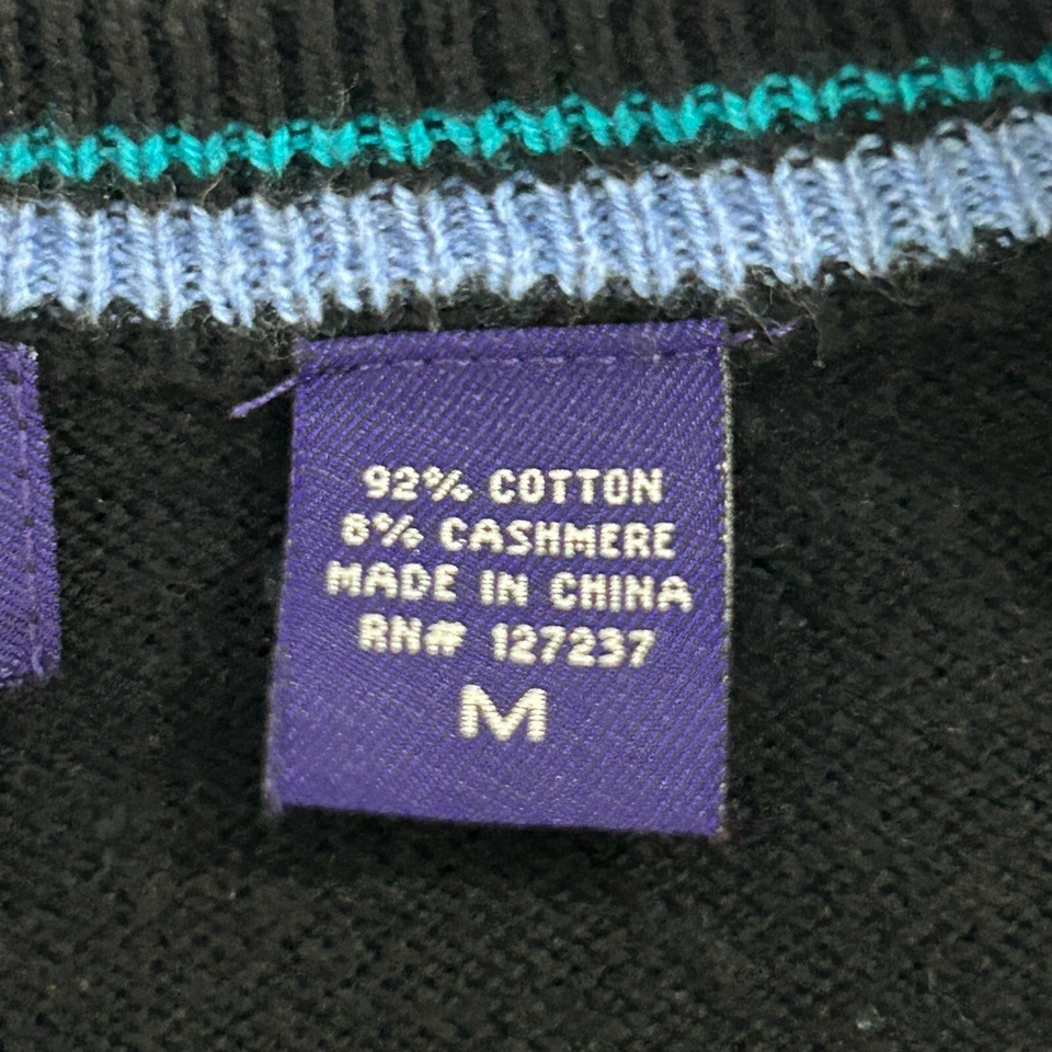 Suéter Pullover Alan River Negro Algodón Cachemira Manga Larga Talla Mediana M Foto 4 de 4