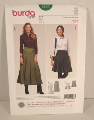 Burda Style 6466 Pleated Skirt in Two Lengths Misses' 8-20 Uncut